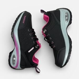 NWT Comfort Wear Black & Pink Lace Up Fashion Sneakers + 4 Socks